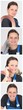 snapshots of smiling craftswoman wearing blue overalls