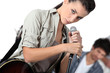 Female singer in a rock band