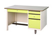 Steel working desk in bright green color isolated on white backg