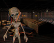 Alien in einem alten Lagerraum
