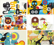 Six business card covers. Vector illustration.
