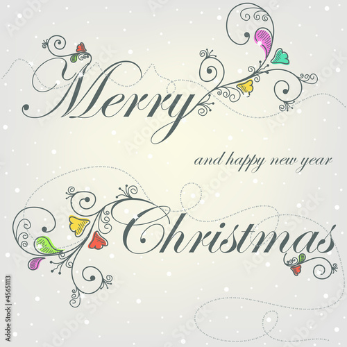 Vector: Beautiful Christmas card with Christmas decorations Beautiful Christmas card with Christmas decorations
