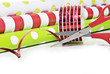Christmas wrapping paper and ribbon