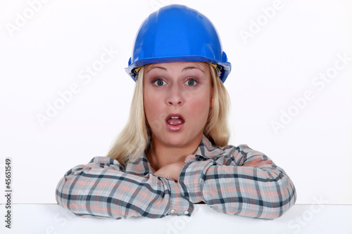 Photo: A surprised construction worker A surprised construction worker