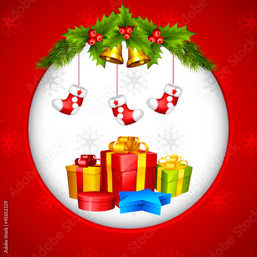 Vector: vector illustration of Christmas stocking and gift box vector illustration of Christmas stocking and gift box