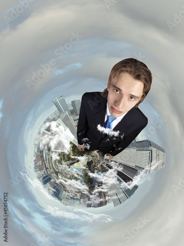 Photo: Planet earth against sky background Planet earth against sky background