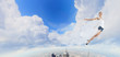Modern style dancer against blue sky