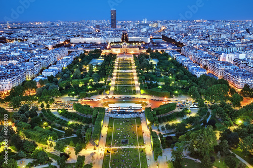 Photo: Night view on Paris from the Eiffel Tower. Night view on Paris from the Eiffel Tower.