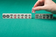 Smooth table surface with a mahjong on it