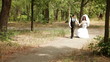 Groom and bride stopped and spin