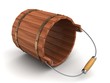 empty lying wooden bucket on white background
