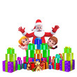 enjoying santa claus with kids and gifts