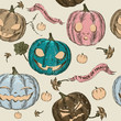 Halloween seamless background with pumpkin.