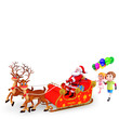 santa and his sleigh with kids