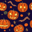 Halloween seamless background with pumpkin.