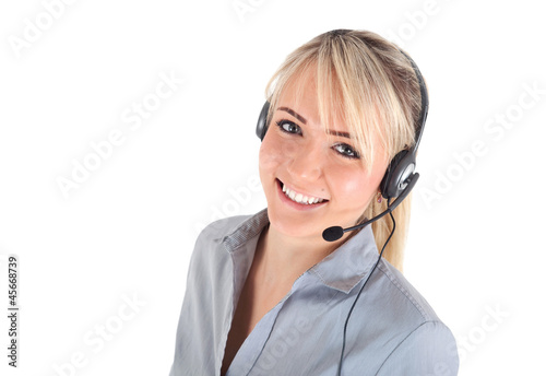 Photo: Frau mit Headset Frau mit Headset
