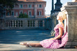 Young beautiful ballerina dancing in Bologna - Pincio, Italy. 
