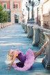 Young beautiful ballerina dancing in Bologna - Pincio, Italy.