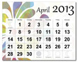 Vector: April 2013 calendar April 2013 calendar