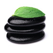 Foto: Black stone with leaf of mint Black stone with leaf of mint