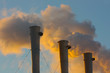 Smoke from industrial plant in city center. Kiev, Ukraine.