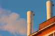 Smoke from industrial plant in city center. Kiev, Ukraine.