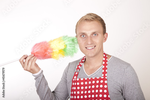 Photo: Young attractive man with duster Young attractive man with duster