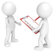 Survey. 3D little human character X2 during Survey. Red.