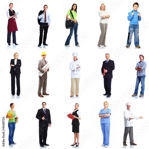 Photo: Group of workers people set. Group of workers people set.