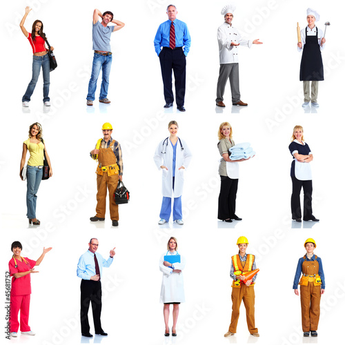 Photo: Group of workers people set. Group of workers people set.