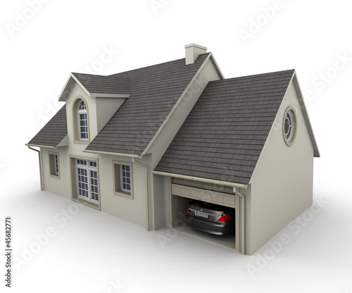 Illustration: house with a garage house with a garage
