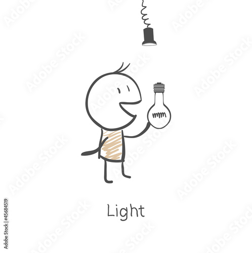 Vector: Man screw the light bulb Man screw the light bulb