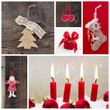 Weihnachtsmotive in Rot mit Holz
