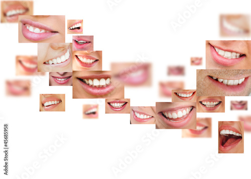 Photo: Faces of smiling people in set. Healthy teeth. Smile Faces of smiling people in set. Healthy teeth. Smile