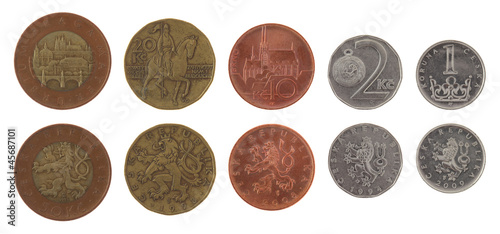 Photo: Czech Coins Isolated on White Czech Coins Isolated on White