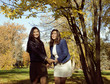 mature mother with daughter outside