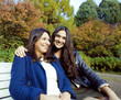 mature mother with daughter outside