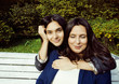 mother with daughter outside