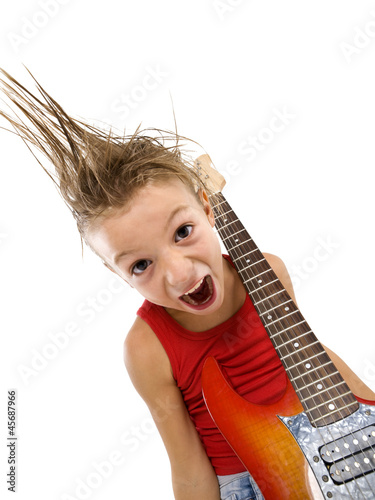 Photo: Rockstar kid with electric guitar Rockstar kid with electric guitar