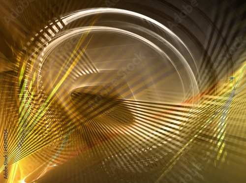Illustration: Abstract gold fractal circle on black background Abstract gold fractal circle on black background