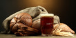 tankard of kvass and rye breads with ears,