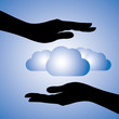 Concept illustration of protecting data(cloud computing). The gr