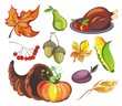 Thanksgiving set with turkey and  pumpkin