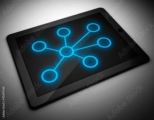 Illustration: 3d tablet pc, network concept 3d tablet pc, network concept
