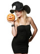 The beautiful witch in black hat