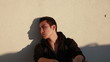 Video: young sad boy sitting young sad boy sitting