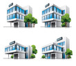 Four Cartoon Office Vector Bui...