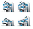 Four cartoon office vector buildings.