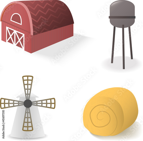 Vector: Isolated rural objects on white background Isolated rural objects on white background