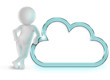 3d man leaning on a blue cloud